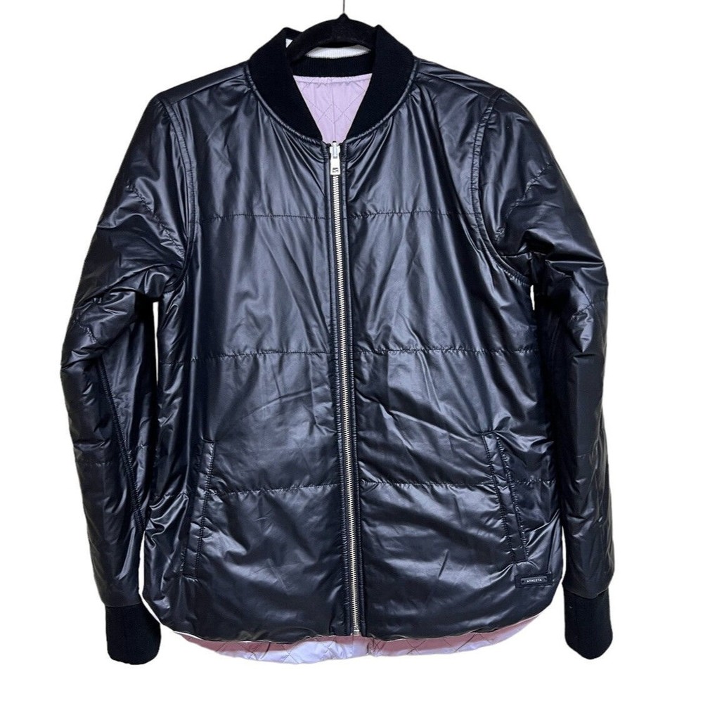 Athleta Reflective Reversible‎ Quilted Flash Bomber Jacket Women’s Size XS